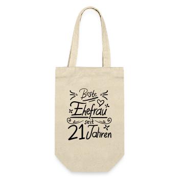 21. Hochzeitstag Ehe Geschenk - Geschenkbeutel für Flaschen - Natur - Vorne