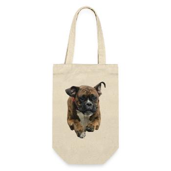 Hunderasse Boxerhund Dogge Bulldog Hundekopf BOXER - Geschenkbeutel für Flaschen - Natur - Vorne