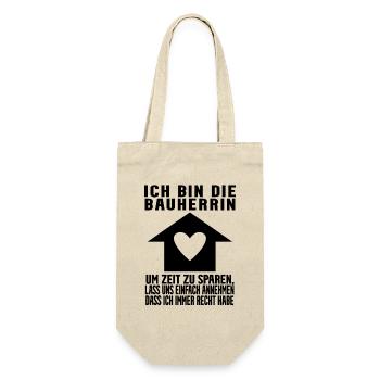 Bauherrin Hausbau Baustelle Richtfest - Geschenkbeutel für Flaschen - Natur - Vorne
