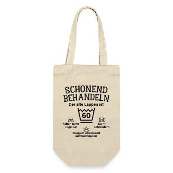 Schonend Behandeln Lappen Geschenk 60. Geburtstag - Geschenkbeutel für Flaschen - Natur - Vorne