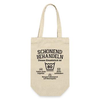 Schonend Behandeln Achtzig Geschenk 80. Geburtstag - Geschenkbeutel für Flaschen - Natur - Vorne