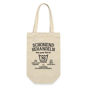 Schonend Behandeln Männer Geschenk 70. Geburtstag - Geschenkbeutel für Flaschen - Natur - Vorne