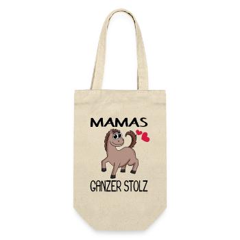 Baby Pferd Geburt Schwanger - Geschenkbeutel für Flaschen - Natur - Vorne