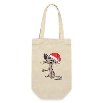 Christmas Cat Coffee Cat Christmas Gift - Gift Bag for Bottles - nature - Front