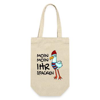 Freche Möwe - Moin Moin Ihr Spacken - Geschenkbeutel für Flaschen - Natur - Vorne