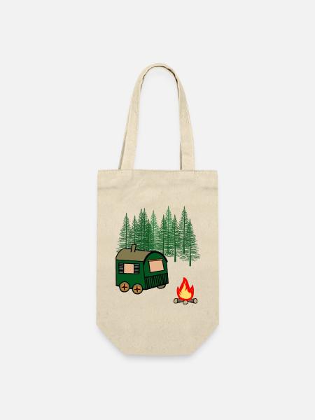 Bauwagen Freizeit Outdoor Freiheit Camping Natur - Geschenkbeutel für Flaschen - Natur