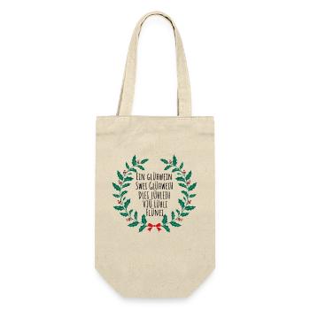 Glühwein Weihnachten Xmas Weihnachtsmarkt - Geschenkbeutel für Flaschen - Natur - Vorne