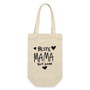 Beste Mama seit 2006 - Geschenkbeutel für Flaschen - Natur - Vorne