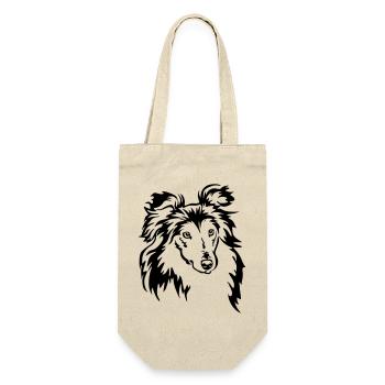 Sheltie Kopf - Geschenkbeutel für Flaschen - Natur - Vorne