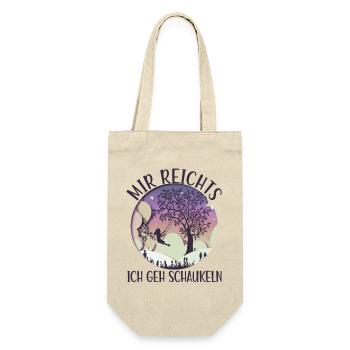 Mädchen auf Schaukel Mir Reichts Ich Geh Schaukeln - Geschenkbeutel für Flaschen - Natur - Vorne