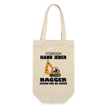 Bagger Baggerfahrer Spruch - Geschenkbeutel für Flaschen - Natur - Vorne