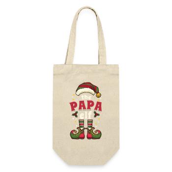 Papa Elf Vater Weihnachten - Geschenkbeutel für Flaschen - Natur - Vorne