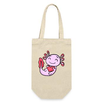 Axolotl Herz - Geschenkbeutel für Flaschen - Natur - Vorne