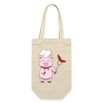 Pig Grill Master avec saucisse – Design drôle - Sac à bouteille - nature - Devant