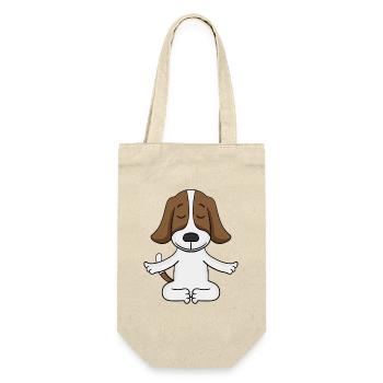 Yoga Hund Basset Hound - Geschenkbeutel für Flaschen - Natur - Vorne