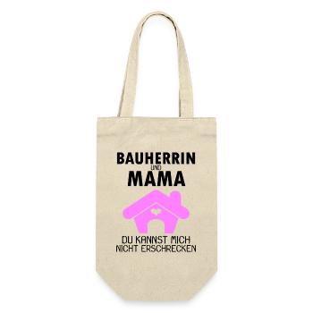 Bauherrin Mama Hausbau Baustelle Richtfest - Geschenkbeutel für Flaschen - Natur - Vorne