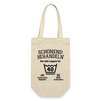 Schonend Behandeln 40. Geburtstag Der Alte Lappen - Geschenkbeutel für Flaschen - Natur - Vorne