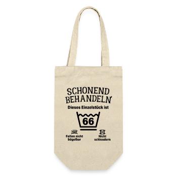 Schonend Behandeln 66. Geburtstag Einzelstück 66 - Geschenkbeutel für Flaschen - Natur - Vorne