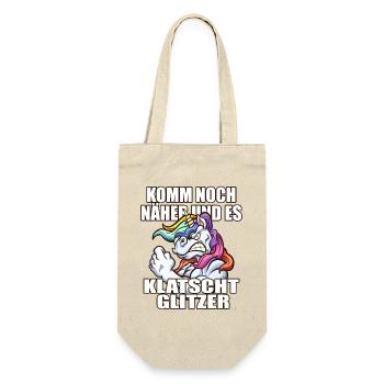 Einhorn komm näher und es klatscht glitzer - Geschenkbeutel für Flaschen - Natur - Vorne