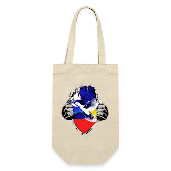 Russland Ukraine Flaggen mit Friedenstaube - Geschenkbeutel für Flaschen - Natur - Vorne