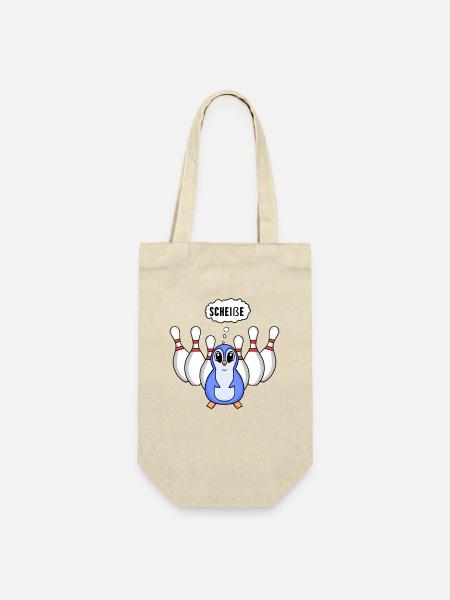 Kegel Pinguin Bowling - Geschenkbeutel für Flaschen - Natur