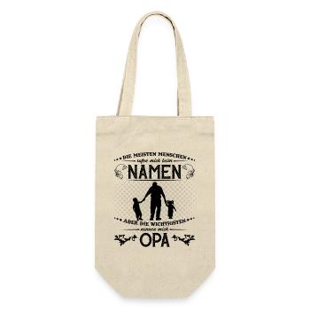 Opa Enkel T-Shirt Die Wichtigsten nennen mich OPA - Geschenkbeutel für Flaschen - Natur - Vorne