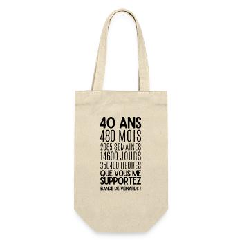 40 ans que vous me Supportez, Bande de Veinards ! - Sac à bouteille - nature - Devant
