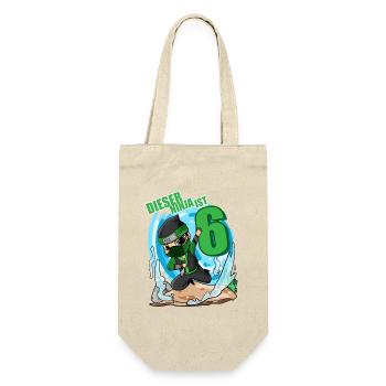 6 Jahre Junge Ninja - 6 Geburtstag - Ich bin 6 - Geschenkbeutel für Flaschen - Natur - Vorne