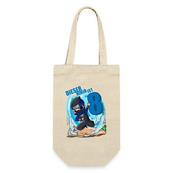 8 Jahre Geburtstag Junge Ninja - Ich bin 8 - Geschenkbeutel für Flaschen - Natur - Vorne