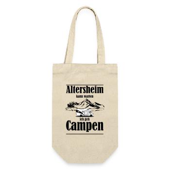 Altersheim kann warten ich geh campen lustig - Geschenkbeutel für Flaschen - Natur - Vorne