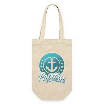 Papitän Papa Vater Kapitän Segeln Boot Schiff - Geschenkbeutel für Flaschen - Natur - Vorne