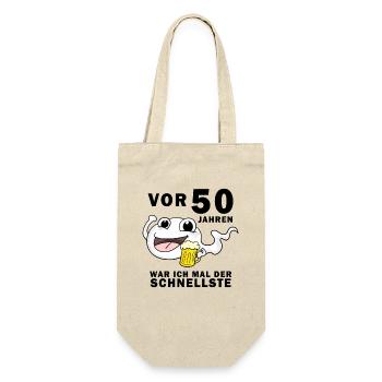 50 Jahre - 50. Geburtstag lustig Sperma - Geschenkbeutel für Flaschen - Natur - Vorne