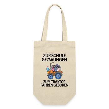 Zur Schule Gezwungen Traktor fahren - Geschenkbeutel für Flaschen - Natur - Vorne