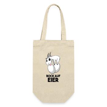 Bock auf Eier - Ziege Ziegenbock - Geschenkbeutel für Flaschen - Natur - Vorne