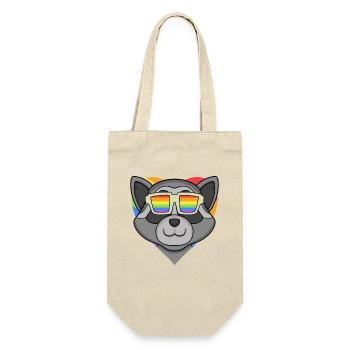 LGBT Tier Waschbär Regenbogen Herz - Geschenkbeutel für Flaschen - Natur - Vorne