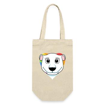 LGBT Tier Eisbär Regenbogen Herz - Geschenkbeutel für Flaschen - Natur - Vorne