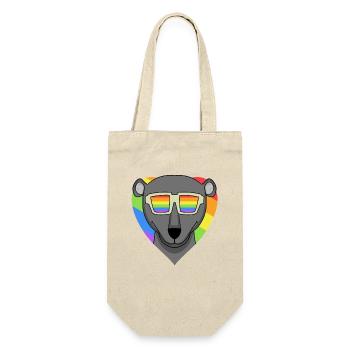 LGBT Tier Schwarzer Panther Regenbogen Herz - Geschenkbeutel für Flaschen - Natur - Vorne