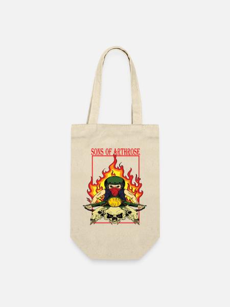 Flammenbiker Skullride - Geschenkbeutel für Flaschen - Natur