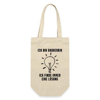 Bauherrin Hausbau Baustelle Richtfest - Geschenkbeutel für Flaschen - Natur - Vorne