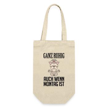 Montag Spruch Yoga - Yorkshire Terrier - Geschenkbeutel für Flaschen - Natur - Vorne