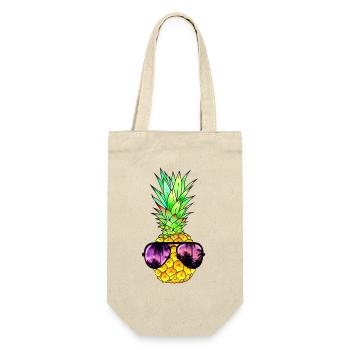 coole Ananas mit Sonnenbrille - Geschenkbeutel für Flaschen - Natur - Vorne
