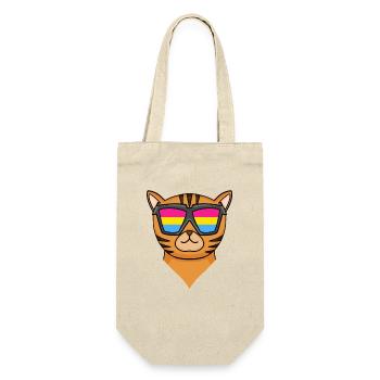 Pansexuell Bengalkatze - Katze mit Brille - Geschenkbeutel für Flaschen - Natur - Vorne