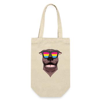 Pansexuell Pit Bull Terrier Hund - Hund mit Brille - Geschenkbeutel für Flaschen - Natur - Vorne