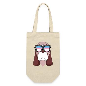 Transgender Basset Hound Hund - Hund mit Brille - Geschenkbeutel für Flaschen - Natur - Vorne