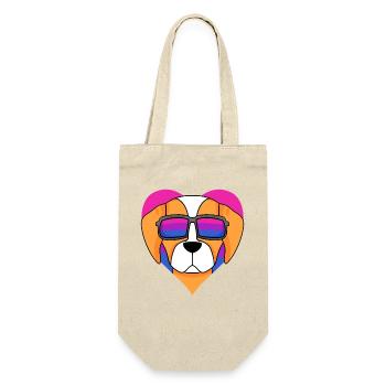 Bisexuell Epagneul Breton Hund - Hund mit Brille - Geschenkbeutel für Flaschen - Natur - Vorne