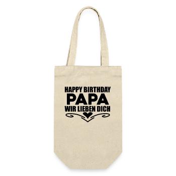 Happy Birthday Papa - Geschenkbeutel für Flaschen - Natur - Vorne