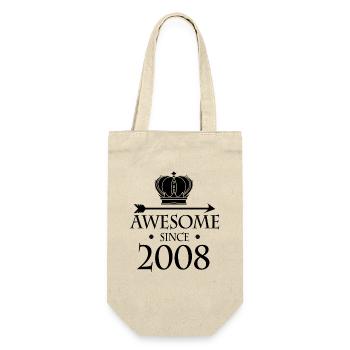 Jahrgang 2008 - Fantastisch seit 2008 - Geschenkbeutel für Flaschen - Natur - Vorne