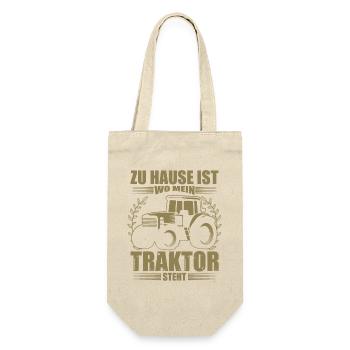 Landwirt Sprüche zu Hause ist wo mein Traktor - Geschenkbeutel für Flaschen - Natur - Vorne