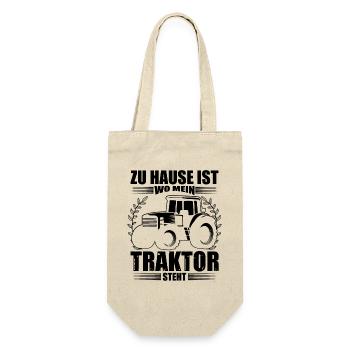 Landwirt Sprüche zu Hause ist wo mein Traktor - Geschenkbeutel für Flaschen - Natur - Vorne