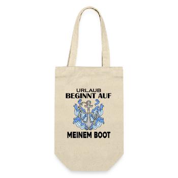 Motorboot Kapitän Urlaub Spruch Geschenk - Geschenkbeutel für Flaschen - Natur - Vorne